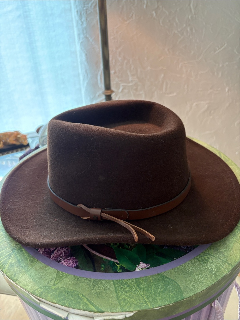 Scala Brown Felt Fedora Hat with Leather Band